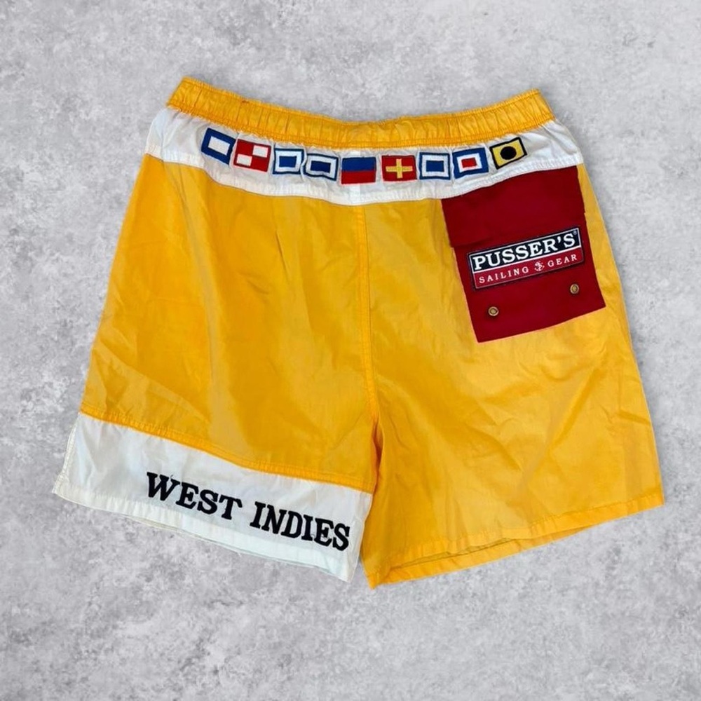 Vintage 90s Yellow Sailing Board Shorts Swim Trunks